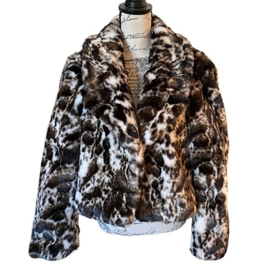 Band Of The Free Cropped Animal Print Faux Fur Coat - Picture 3 of 7